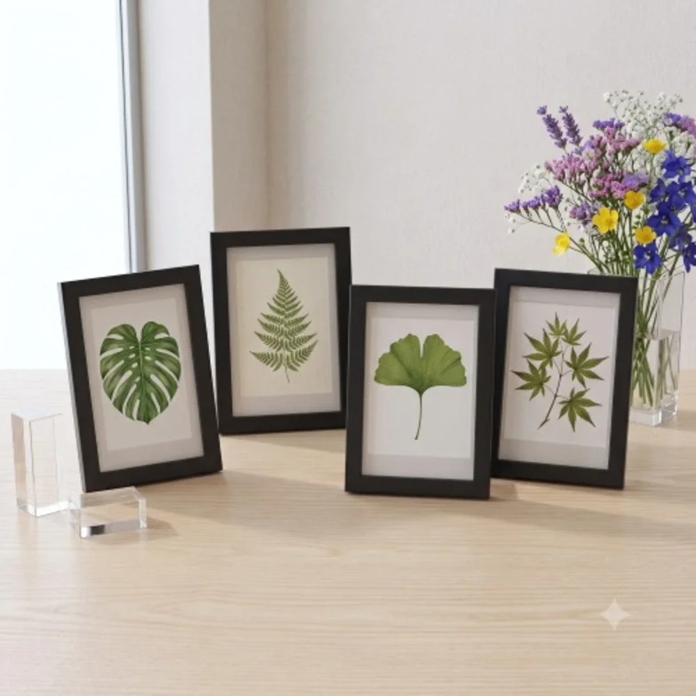 IKEA FISKBO Picture Frame Set of 4 Black 5x7 Photo Art Display Wall Table Top